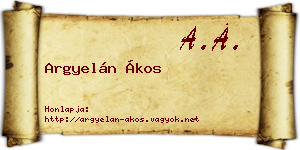 Argyelán Ákos névjegykártya