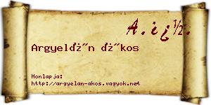Argyelán Ákos névjegykártya